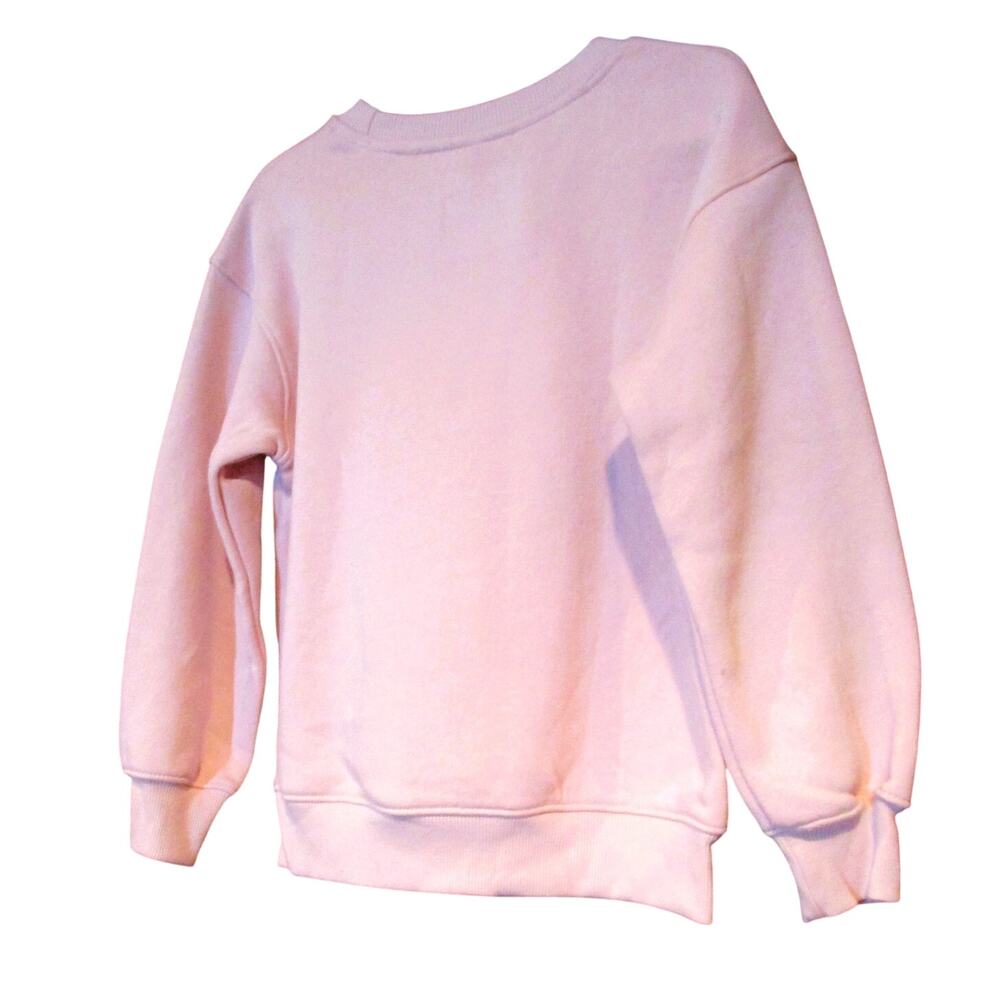 Cat & Jack Girl's Pastel Pink Sweatshirt Appliqued Chenille Candy Cane Size 5T - Picture 2 of 4
